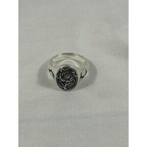 Clocks & Colours Sterling Silver 925 Rose Signet Ring Size 7 9g